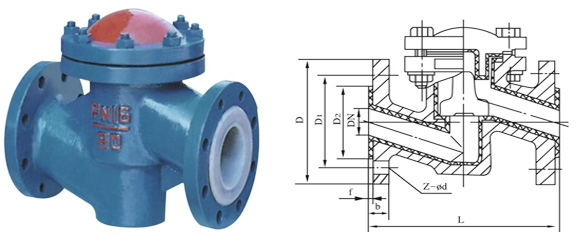 H41F46襯氟止回閥(圖1)