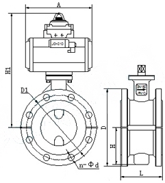 D641F46氣動(dòng)法蘭襯氟蝶閥(圖1)