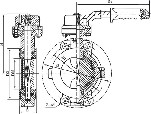 D71F46不銹鋼襯氟蝶閥(圖1)