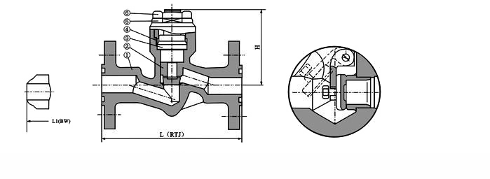 H41Y,H41H鍛鋼法蘭端止回閥(圖2)