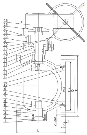 PQ940F,PQ940H,PQ940Y電動(dòng)偏心半球閥(圖1)