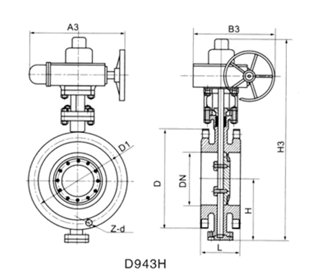 D943H電動金屬硬密封法蘭蝶閥(圖1)