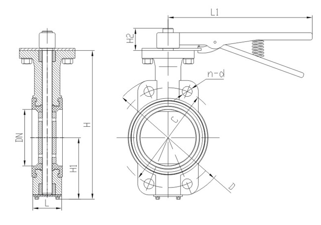 Marine wafer butterfly valve GB / T3036-94 (Figure 1)