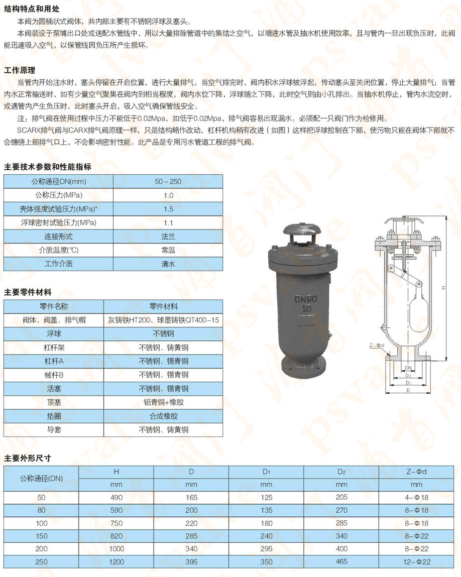 污水復(fù)合式排氣閥(圖2)